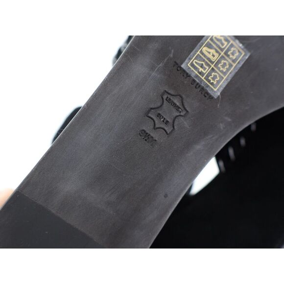 Tory Burch Bombe Cross Strap Platform Sandal Black Suede Leather Slingback 9.5 M - Picture 11 of 14